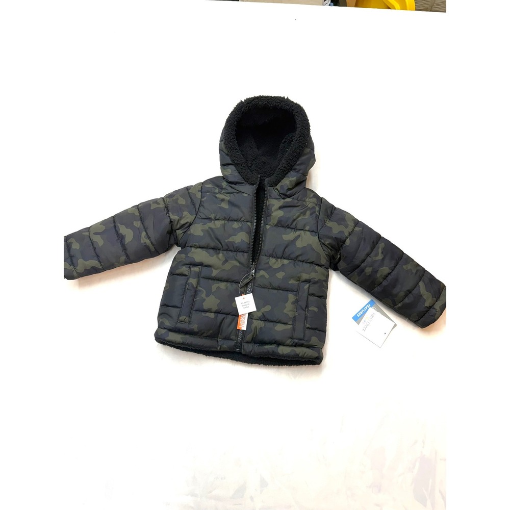 FALLS CREEK $50 New Toddler 3T Green Black Reversible Camo Puffer Winter Jacket